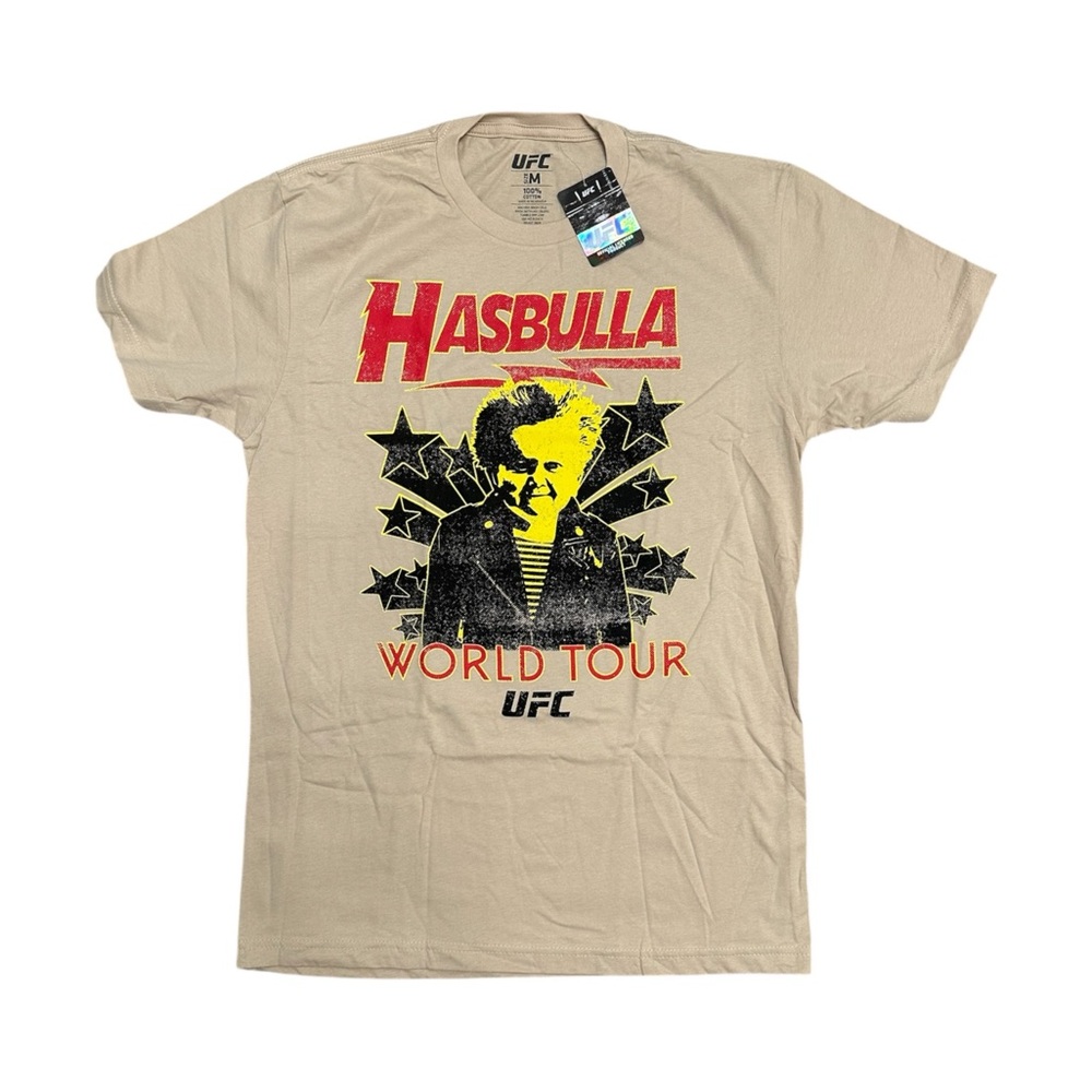 UFC Hasbulla World Tour Tan T-Shirt Men Unisex Size Medium NWT $35 MSRP